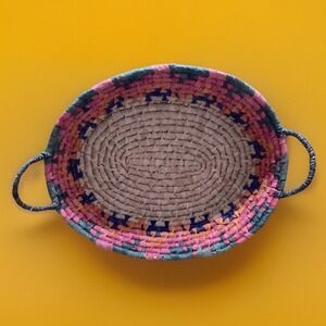 Beautiful Woven Multicolored Storage Basket-14" Long, 11.5" wide Decorative